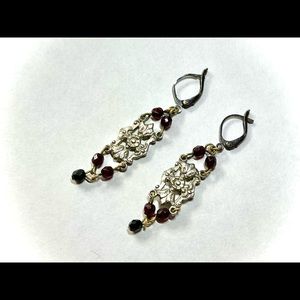 Sliver and Bead Earrings